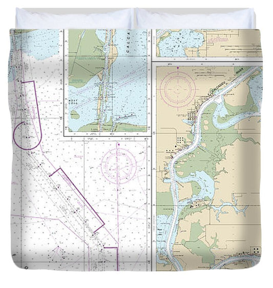 Nautical Chart-11339 Calcasieu River-approaches - Duvet Cover