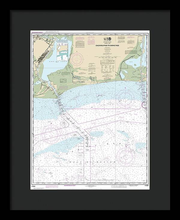 Nautical Chart-11341 Calcasieu Pass-sabine Pass - Framed Print