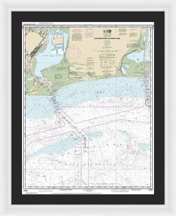 Nautical Chart-11341 Calcasieu Pass-sabine Pass - Framed Print