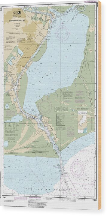 Nautical Chart-11342 Sabine Pass-lake - Wood Print