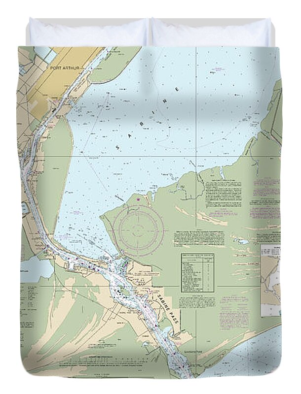 Nautical Chart-11342 Sabine Pass-lake - Duvet Cover