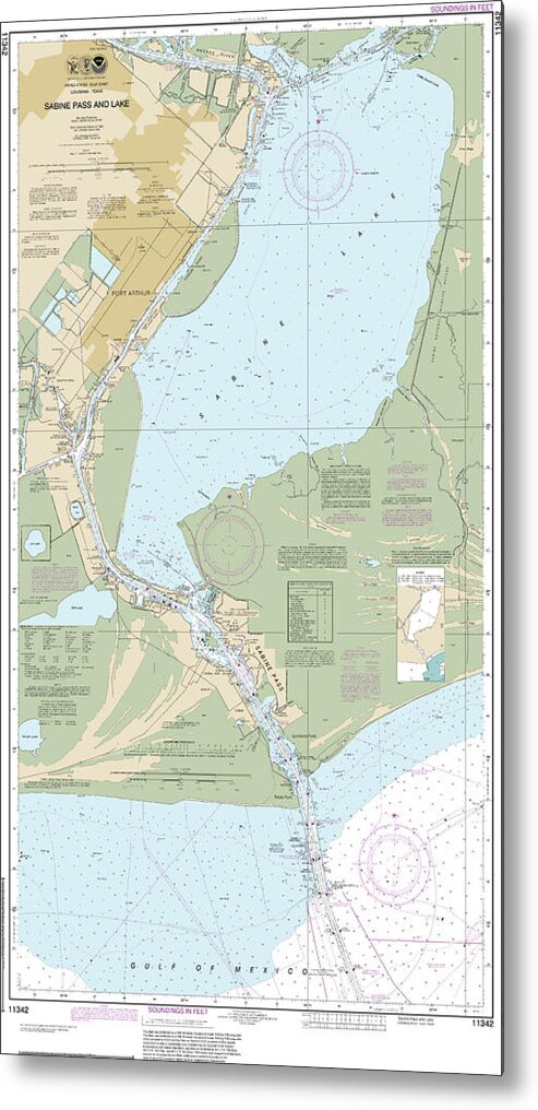 Nautical Chart-11342 Sabine Pass-lake - Metal Print