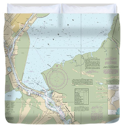 Nautical Chart-11342 Sabine Pass-lake - Duvet Cover