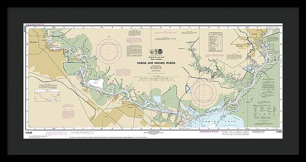 Nautical Chart-11343 Sabine-neches Rivers - Framed Print