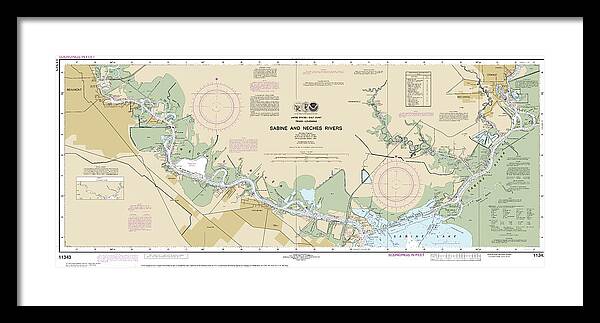 Nautical Chart-11343 Sabine-neches Rivers - Framed Print