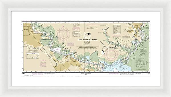 Nautical Chart-11343 Sabine-neches Rivers - Framed Print