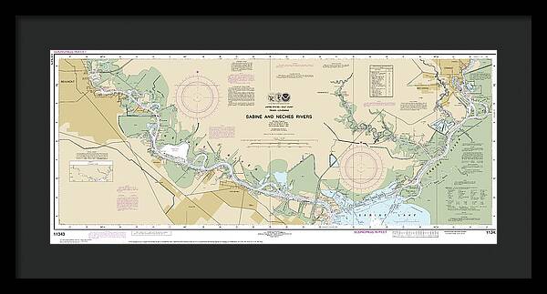 Nautical Chart-11343 Sabine-neches Rivers - Framed Print
