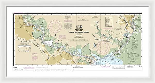 Nautical Chart-11343 Sabine-neches Rivers - Framed Print
