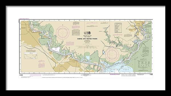 Nautical Chart-11343 Sabine-neches Rivers - Framed Print