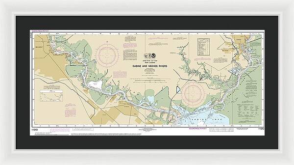 Nautical Chart-11343 Sabine-neches Rivers - Framed Print