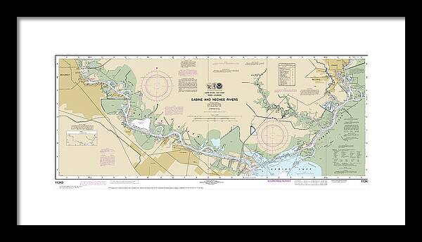 Nautical Chart-11343 Sabine-neches Rivers - Framed Print
