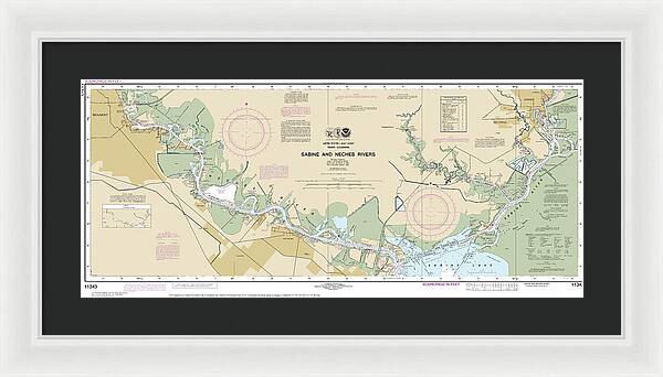 Nautical Chart-11343 Sabine-neches Rivers - Framed Print