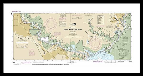 Nautical Chart-11343 Sabine-neches Rivers - Framed Print