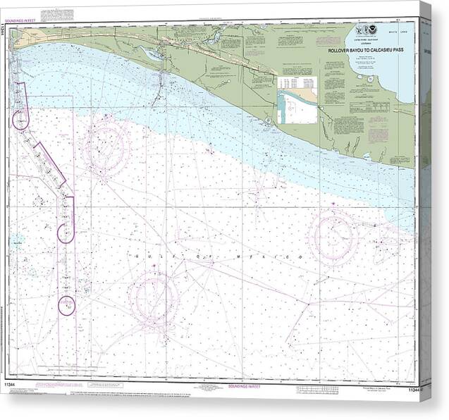 Nautical Chart-11344 Rollover Bayou-calcasieu Pass - Canvas Print