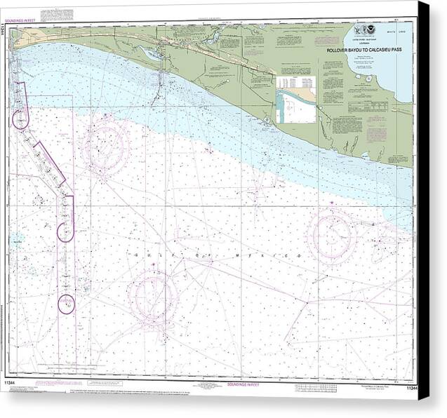 Nautical Chart-11344 Rollover Bayou-calcasieu Pass - Canvas Print