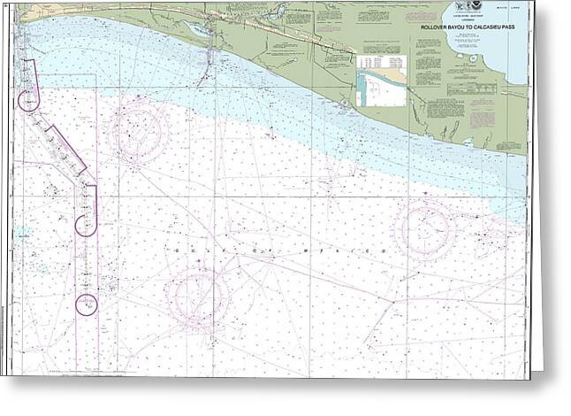 Nautical Chart-11344 Rollover Bayou-calcasieu Pass - Greeting Card