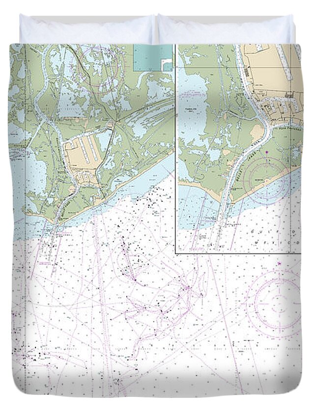 Nautical Chart-11346 Port Fourchon-approaches - Duvet Cover