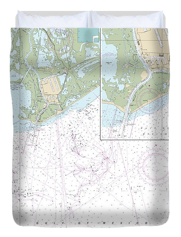 Nautical Chart-11346 Port Fourchon-approaches - Duvet Cover