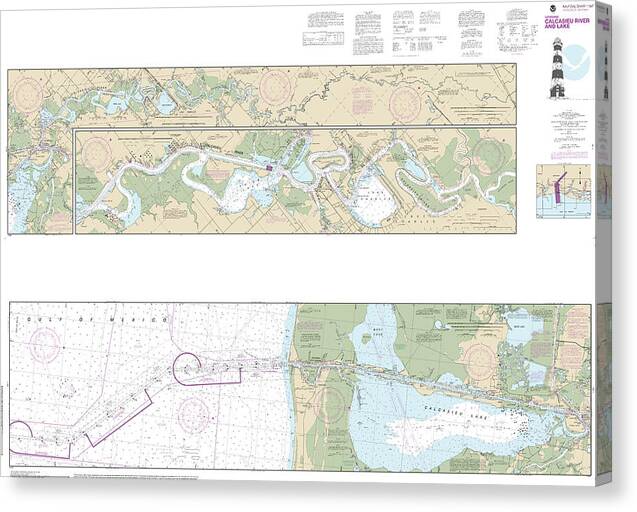 Nautical Chart-11347 Calcasieu River-lake - Canvas Print
