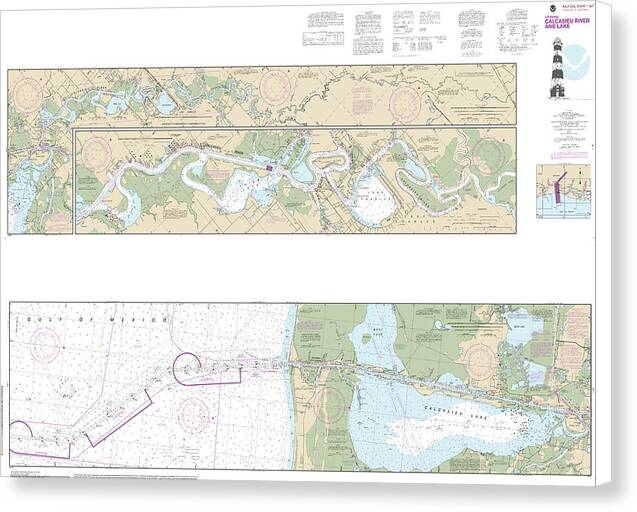 Nautical Chart-11347 Calcasieu River-lake - Canvas Print