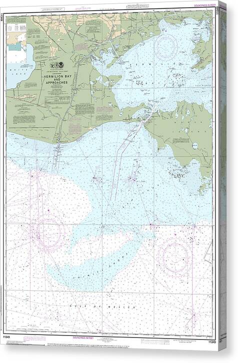 Nautical Chart-11349 Vermilion Bay-approaches - Canvas Print