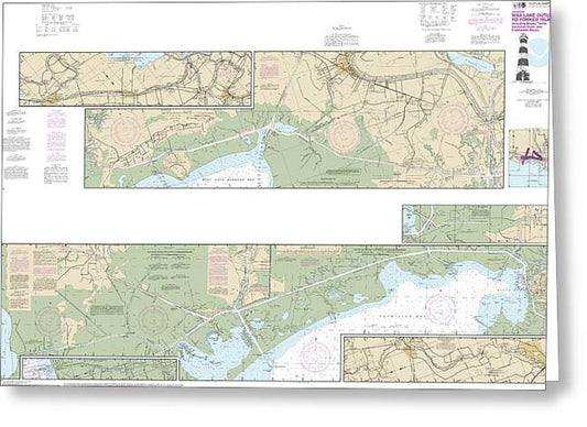 Nautical Chart-11350 Intracoastal Waterway Wax Lake Outlet-forked Island Including Bayou Teche, Vermilion River,-freshwater Bayou - Greeting Card