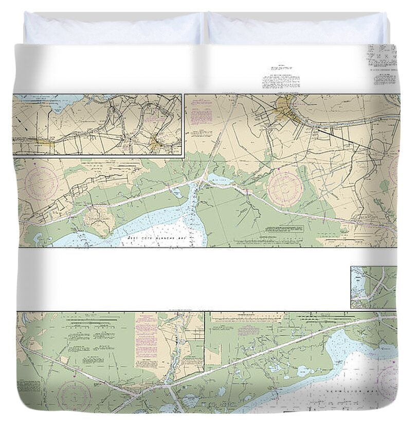 Nautical Chart-11350 Intracoastal Waterway Wax Lake Outlet-forked Island Including Bayou Teche, Vermilion River,-freshwater Bayou - Duvet Cover