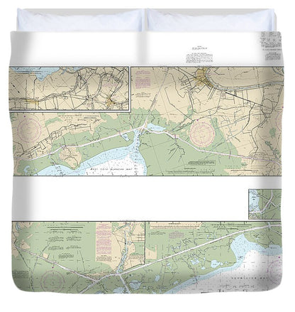 Nautical Chart-11350 Intracoastal Waterway Wax Lake Outlet-forked Island Including Bayou Teche, Vermilion River,-freshwater Bayou - Duvet Cover