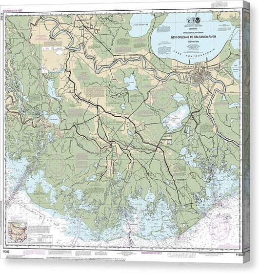 Nautical Chart-11352 Intracoastal Waterway New Orleans-calcasieu River East Section - Canvas Print