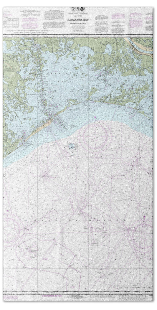 Nautical Chart-11358 Barataria Bay-approaches - Bath Towel