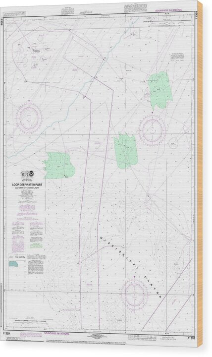Nautical Chart-11359 Loop Deepwater Port Louisiana Offshore Oil Port - Wood Print