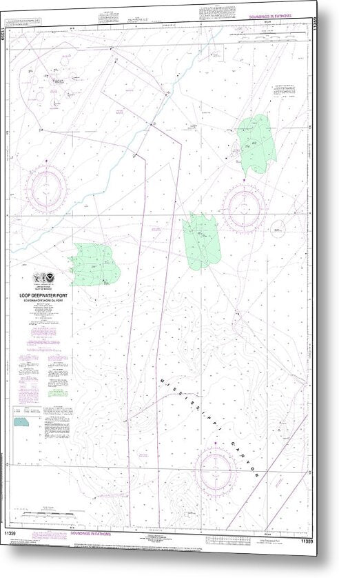Nautical Chart-11359 Loop Deepwater Port Louisiana Offshore Oil Port - Metal Print