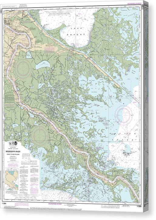 Nautical Chart-11364 Mississippi River-venice-new Orleans - Canvas Print