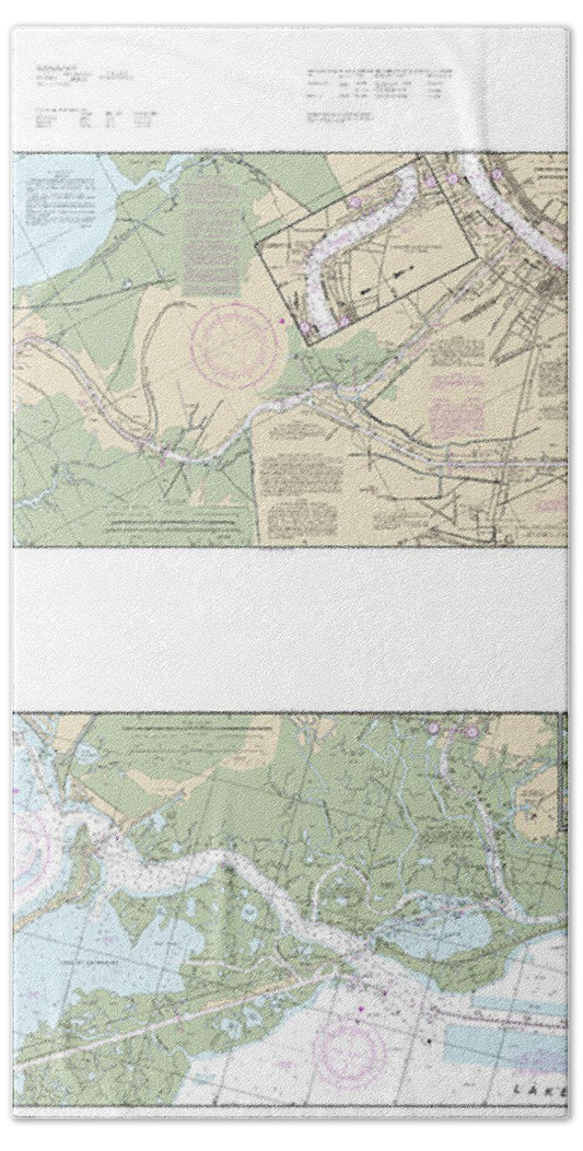 Nautical Chart-11367 Intracoastal Waterway Waveland-catahoula Bay - Bath Towel