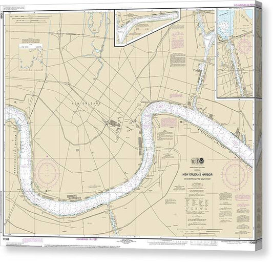 Nautical Chart-11368 New Orleans Harbor Chalmette Slip-southport - Canvas Print
