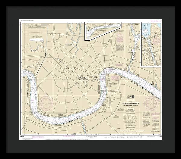 Nautical Chart-11368 New Orleans Harbor Chalmette Slip-southport - Framed Print