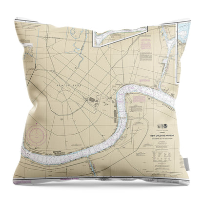 Nautical Chart-11368 New Orleans Harbor Chalmette Slip-southport - Throw Pillow