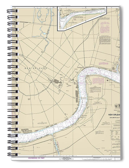 Nautical Chart-11368 New Orleans Harbor Chalmette Slip-southport - Spiral Notebook