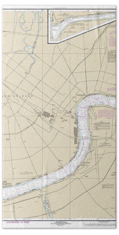 Nautical Chart-11368 New Orleans Harbor Chalmette Slip-southport - Beach Towel