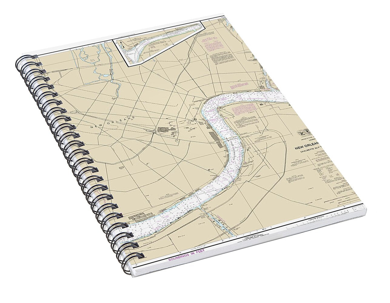 Nautical Chart-11368 New Orleans Harbor Chalmette Slip-southport - Spiral Notebook