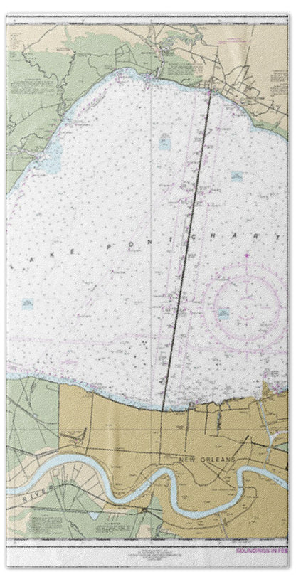 Nautical Chart-11369 Lakes Pontchartrain-maurepas - Bath Towel