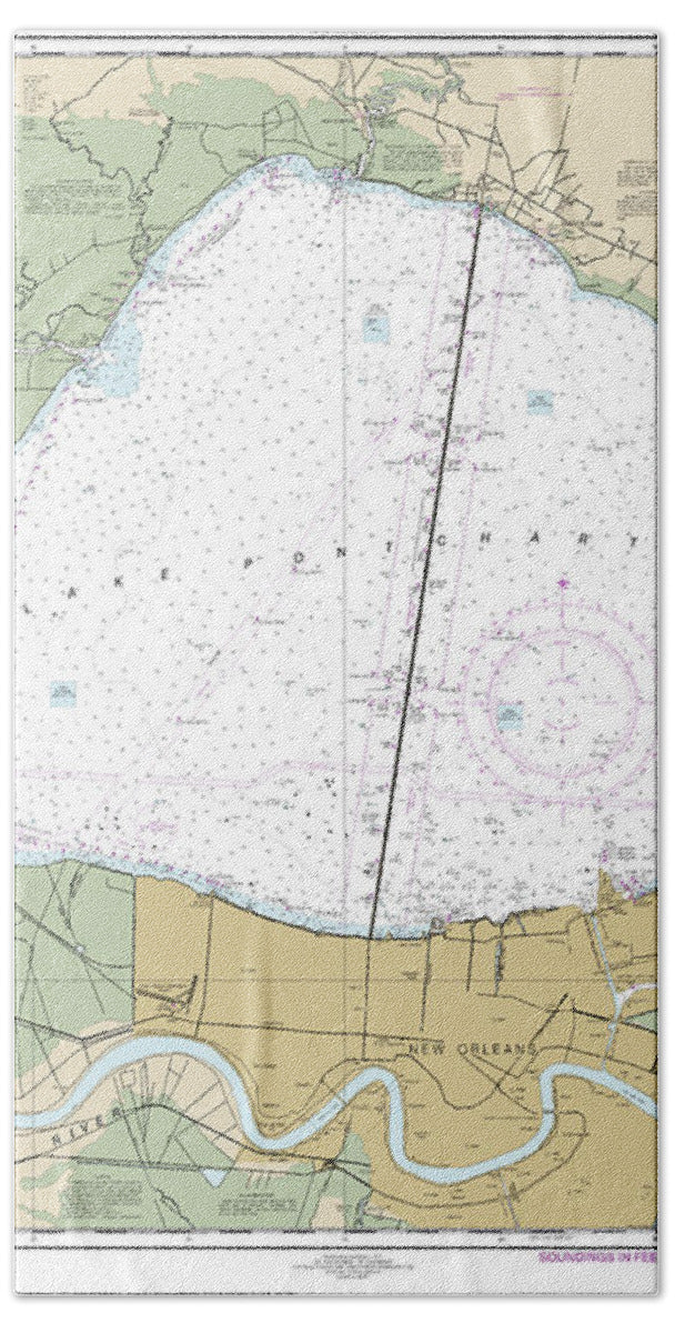 Nautical Chart-11369 Lakes Pontchartrain-maurepas - Bath Towel