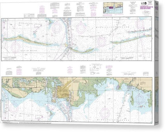 Nautical Chart-11374 Intracoastal Waterway Dauphin Island-dog Keys Pass - Canvas Print