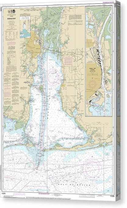 Nautical Chart-11376 Mobile Bay Mobile Ship Channel-northern End - Canvas Print