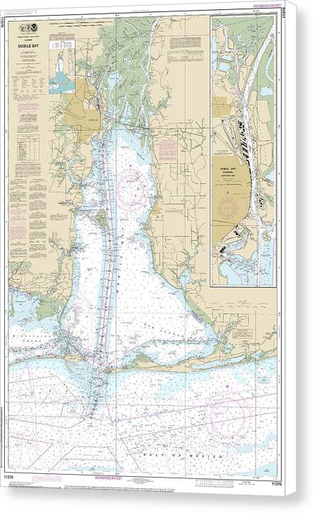 Nautical Chart-11376 Mobile Bay Mobile Ship Channel-northern End - Canvas Print