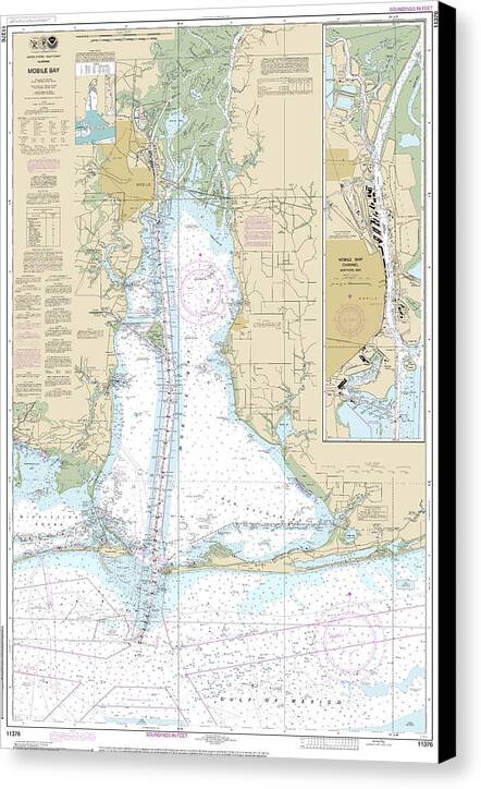 Nautical Chart-11376 Mobile Bay Mobile Ship Channel-northern End - Canvas Print
