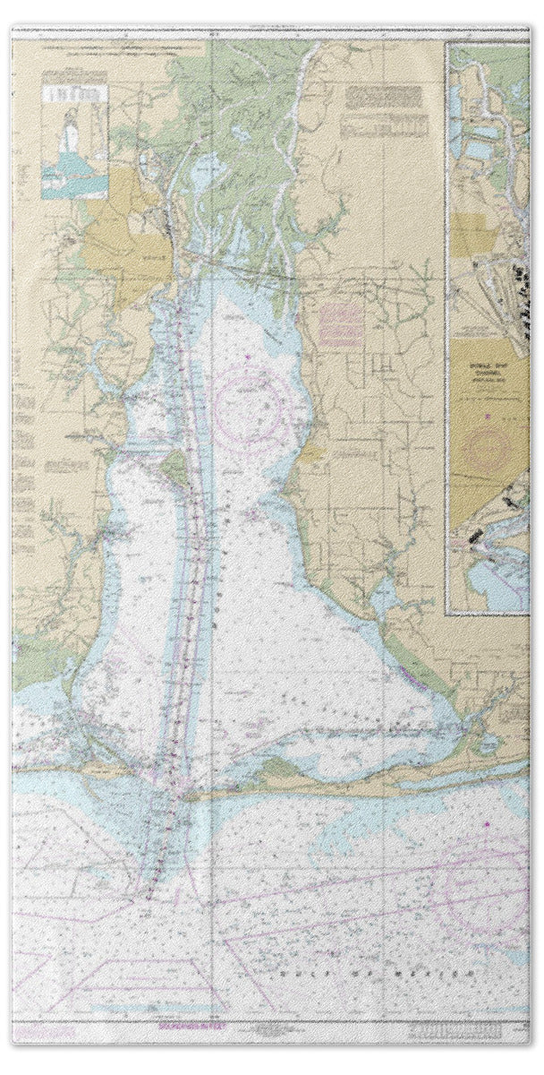 Nautical Chart-11376 Mobile Bay Mobile Ship Channel-northern End - Bath Towel