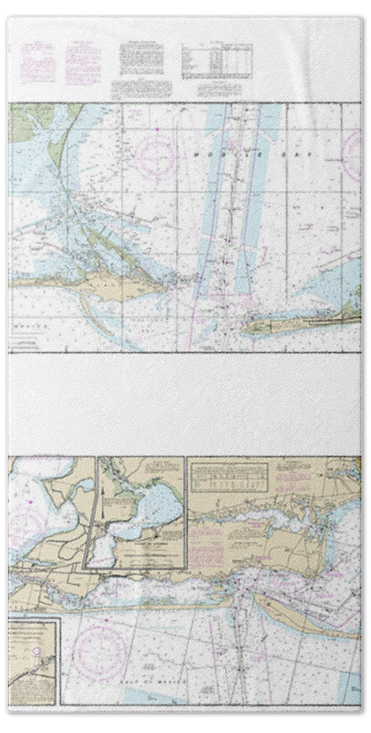 Nautical Chart-11378 Intracoastal Waterway Santa Rosa Sound-dauphin Island - Bath Towel