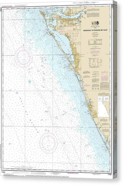 Nautical Chart-11424 Lemon Bay-passage Key Inlet - Canvas Print