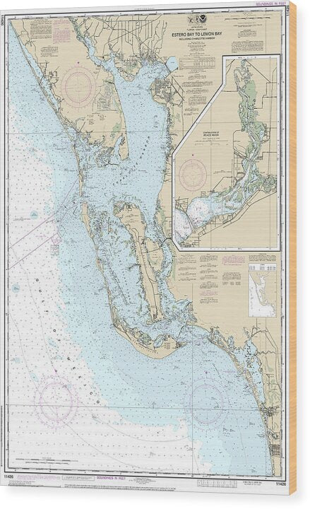Nautical Chart-11426 Estero Bay-lemon Bay, Including Charlotte Harbor, Continuation-peace River - Wood Print